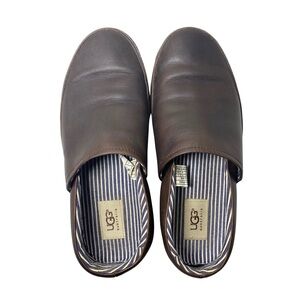 UGG | Men's Genuine Leather Dark Brown Slip-On Loafers